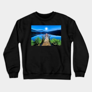 Garibaldi Provincial Park Lakeside Dock Moonlit Night Crewneck Sweatshirt